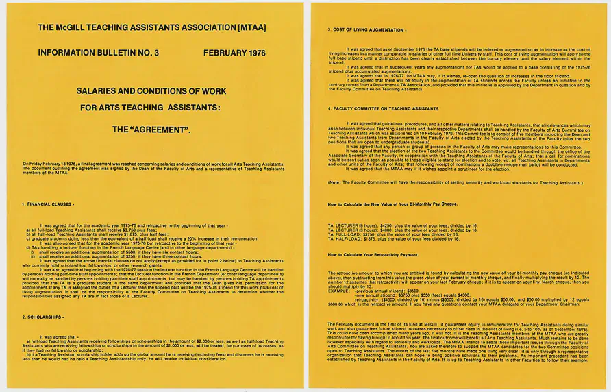 MTAA Information Bulletin No. 3 (February 1976), AGSEM Archives, Vol. 3.1 “MTAA Early Negotiation Documents.”